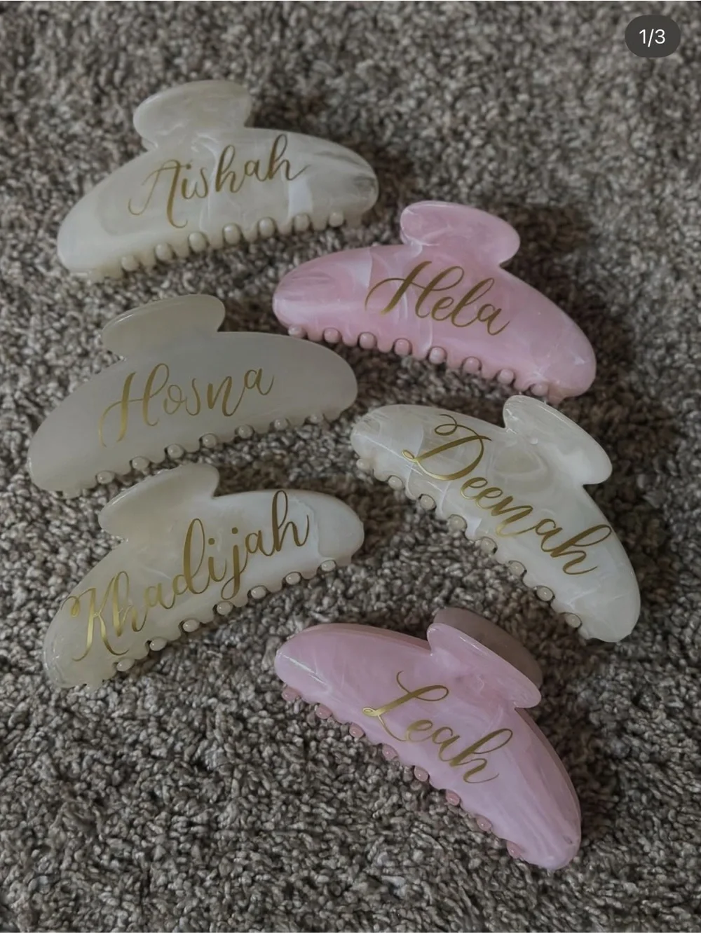 Personalized Marble Hair Claw Clip - Pink & Cream
